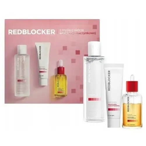 REDBLOCKER Zestaw koncentrat naprawczy 30ml + Krem na noc 50ml + Płyn micelarny 200ml