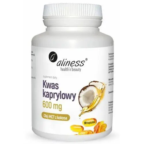 Kwas kaprylowy 600 mg (olej mct z kokosa) Aliness