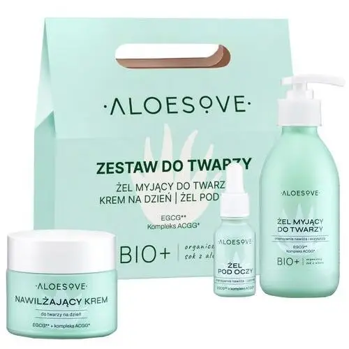 Aloesove Green zestaw do twarzy - krem, 50ml + żel myjący, 190ml + żel pod oczy, 15ml