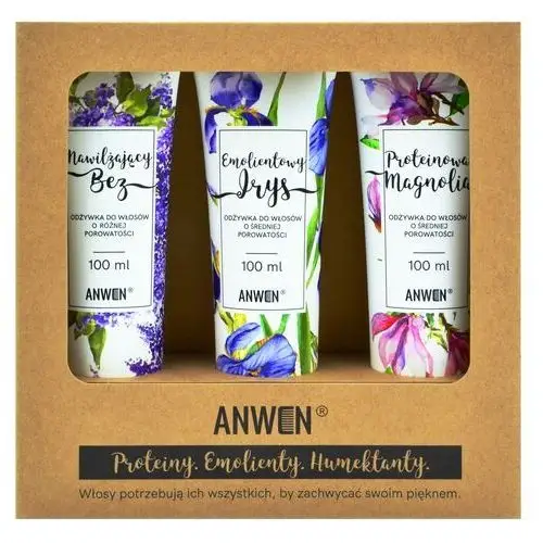 Anwen, zestaw 3 odżywek do średniej porowatości (magnolia, irys, bez)