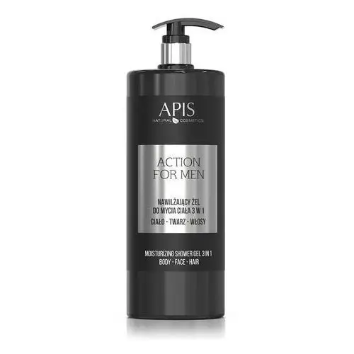 Apis - action for men, nawilżający żel do mycia ciała 3w1, 1000ml