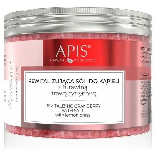 APIS - Rewitalizująca sól do kąpieli z żurawiną i trawą cytrynową 650 g