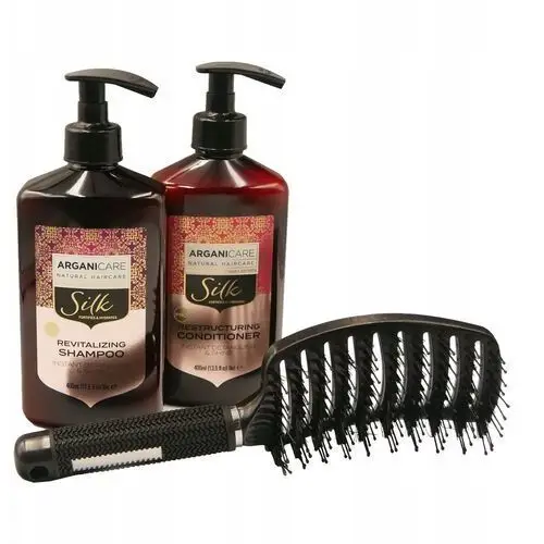 Arganicare szampon i odżywka Silk szczotka