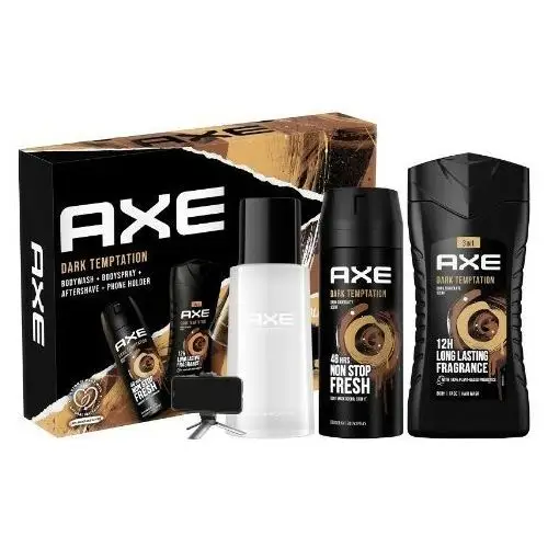 Axe dark temptation men gift set ( deodorant spray 150 ml + shower gel 250 ml + aftershave 100ml+ mobile phone holder )