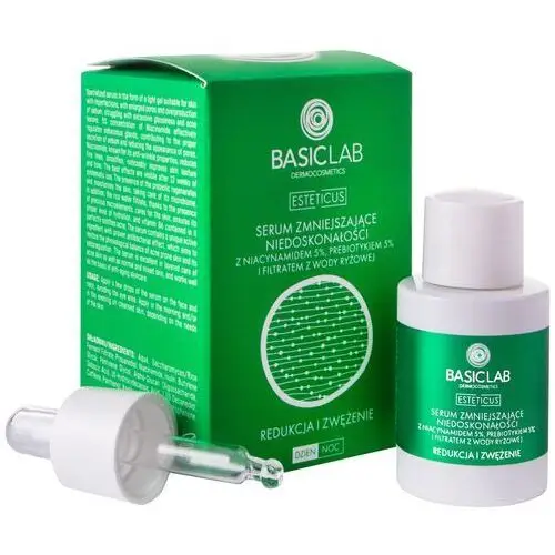 Basiclab esteticus - serum zmniejszające niedoskonałości z niacynamidem 5%, prebiotykiem 5% i filtratem wody ryżowej 15 ml nowość