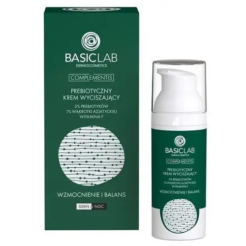 BasicLab - prebiotyczny krem wyciszający z 5% prebiotyków, 1% wąkrotki azjatyckiej i witaminą F - wzmocnienie i balans, 50 ml