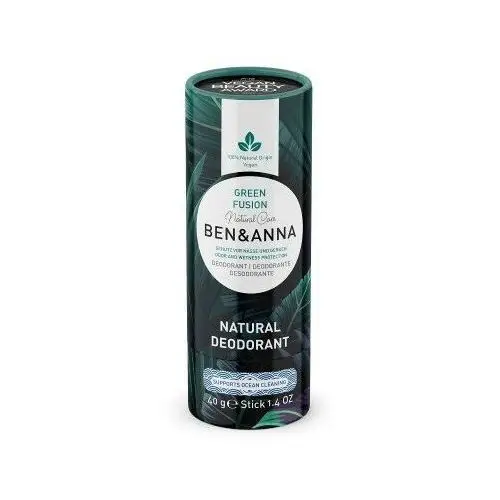Ben&anna natural soda deodorant naturalny dezodorant na bazie sody sztyft kartonowy green fusion 40 g