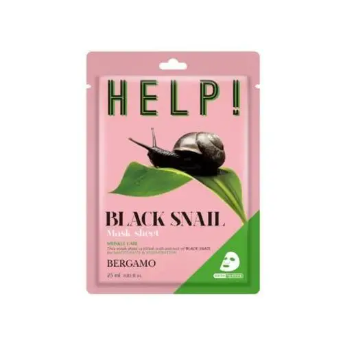 Help! black snail mask sheet, 25ml - ujędrniająco-wygładzająca maska w płachcie Bergamo