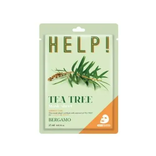 BERGAMO - HELP! Tea Tree Mask Sheet, 25ml - Kojąco-nawilżająca maska w płachcie