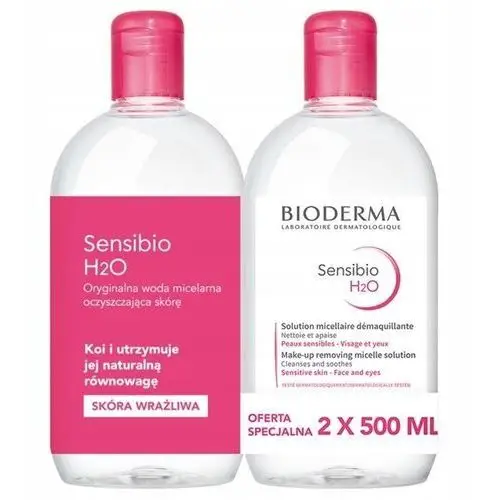 Bioderma Sensibio H2O 2 x 500ml płyn micelarny woda 2x500ml Duopak