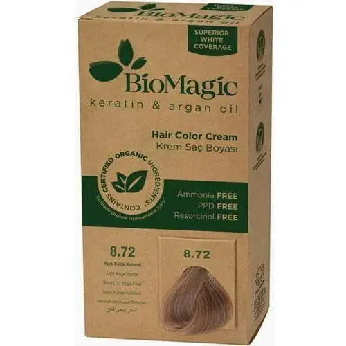 Biomagic Farba do włosów jasny beżowy blond (8.72) 250 g