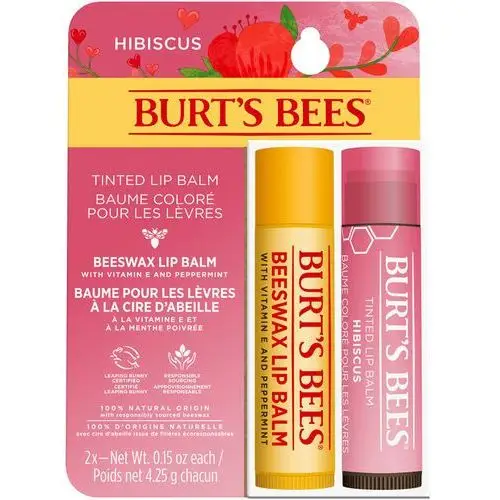 Burts bees beeswax lip balm & hibiscus tinted lip balm gift set Burt's bees