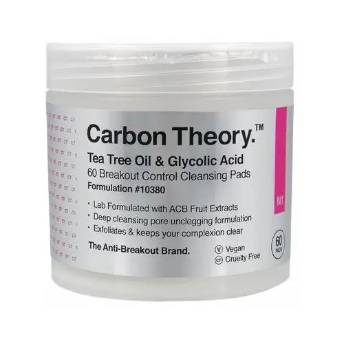 Carbon theory - glycolic cleansing pads (60 pads) - płatki oczyszczające