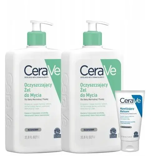 CeraVe 2x Oczyszczający Żel do Mycia Skóry Normalnej i Suchej 1L