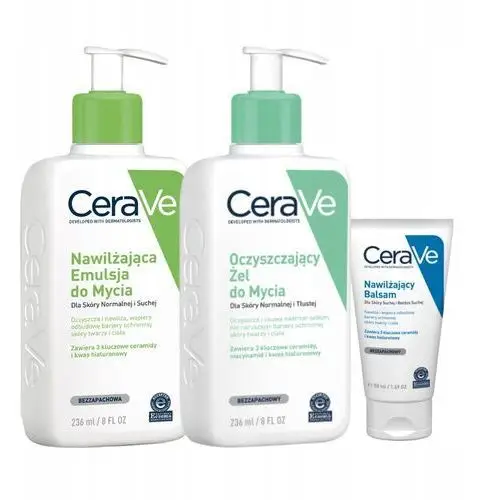 CeraVe Emulsja Nawilżająca do Mycia 236ml, Żel Oczyszczający 236ml