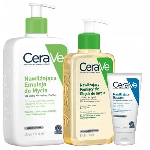 CeraVe Emulsja Nawilżająca do Mycia 473ml, Olejek do Ciała 236ml