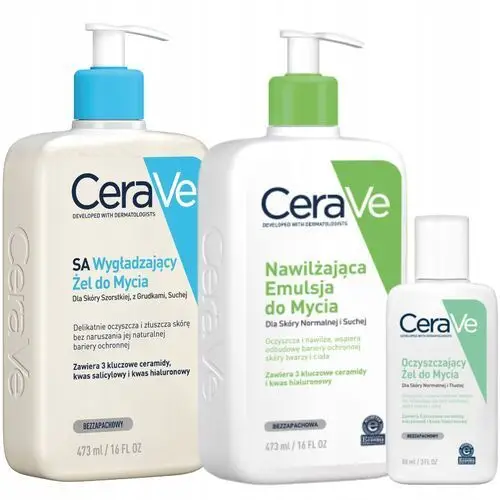 CeraVe Emulsja Nawilżająca do Mycia, Sa Żel Wygładzający 473ml