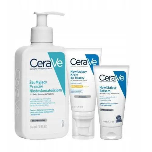 CeraVe Nawilżający Krem do Twarzy Spf 50 52ml, Żel Myjący 236 ml