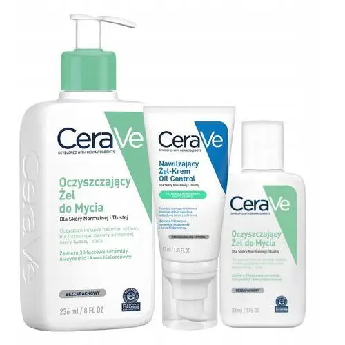 CeraVe Nawilżający Żel-Krem Oil Control, Żel Oczyszczający do Mycia 236ml