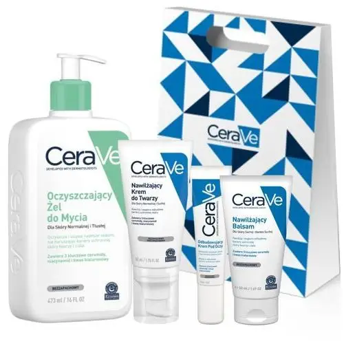 CeraVe Zestaw Krem pod Oczy 14g, Krem do Twarzy 52ml, Żel 473ml