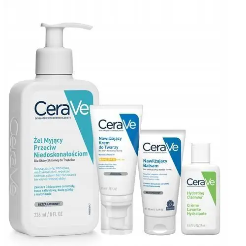 CeraVe Zestaw Nawilżający Krem SPF50, Żel Myjący