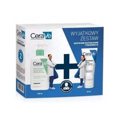 CeraVe Zestaw (Oczyszczający żel do mycia, Nawilżający Krem do twarzy