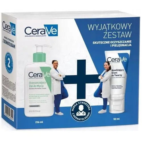 CeraVe Zestaw Żel do mycia oczyszczający Krem do twarzy 236 ml 52 ml