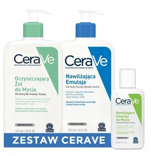 CeraVe Zestaw Żel Oczyszczający, Nawilżająca Emulsja do ciała 473ml