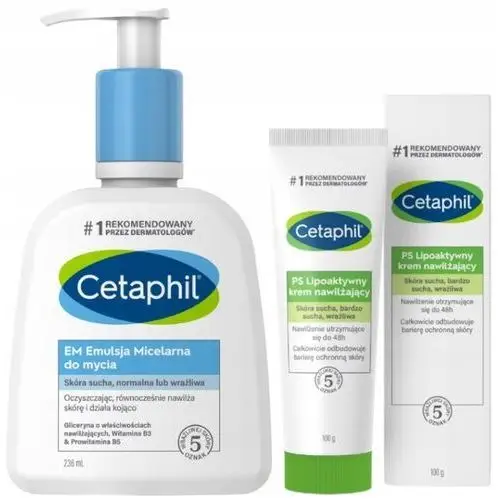 Cetaphil Em emulsja micelarna do mycia 236 ml Ps lipoaktywny krem 100 g