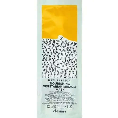 Davines Naturaltech nourishing vegetarian miracle mask - głęboko nawilżająca maska do suchych i łamliwych włosów 12ml