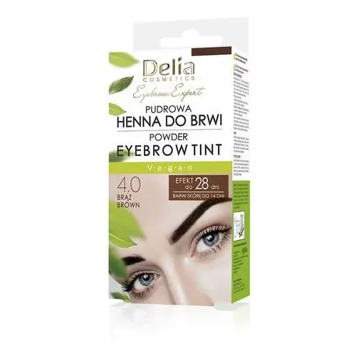 Henna pudrowa do brwi Brązowa 4.0 Delia Cosmetics, kolor brązowy