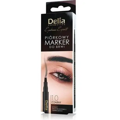 Delia cosmetics Piórkowy marker do brwi triple pen 24h czarny 1.0 eyebrow expert