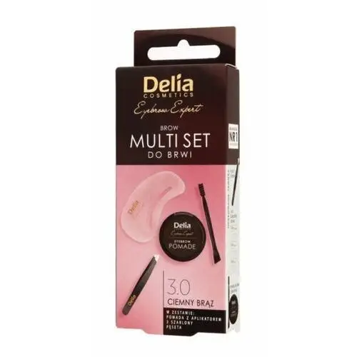 Delia Cosmetics Zestaw do stylizacji brwi brąz (pomada+pęseta+ szablon)