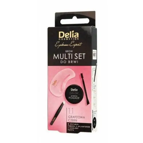 Delia cosmetics zestaw do stylizacji brwi czarny (pomada+pęseta+ szablon)