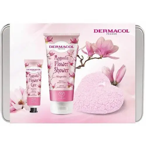 Dermacol Zestaw upominkowy magnolia flower care (krem pod prysznic 200 ml, krem do rąk 30 ml, świeca dekoracyjna)