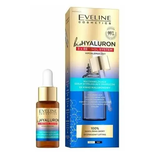 Eveline biohyaluron 3xretinol system multinawilżające serum wypełniające zmarszczki 18ml