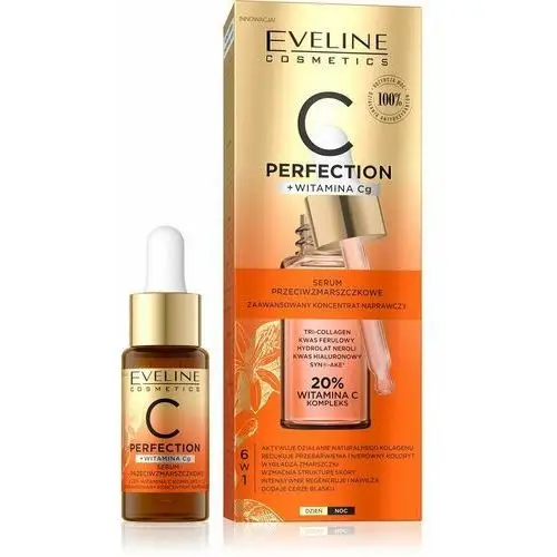 Eveline , c perfection, serum przeciwzmarszczkowe koncentrat naprawczy 6w1 na dzień i noc, 18 ml