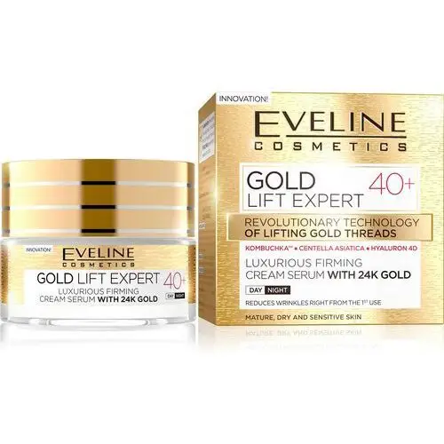 Gold lift expert 40+ luksusowy ujędrniający krem-serum z 24k złotem dla cery dojrzałej dzień/noc 50ml Eveline cosmetics