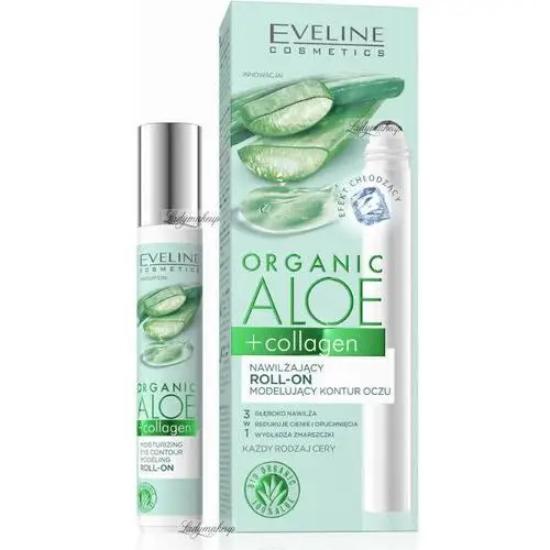 Organic aloe + collagen nawilżający roll-on modelujący kontur oczu Eveline cosmetics