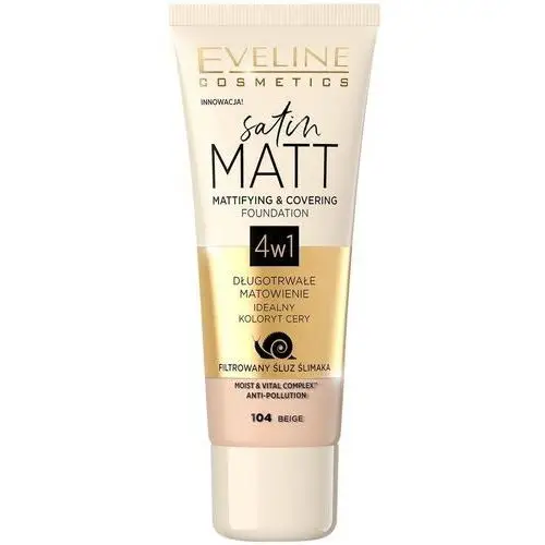 Eveline cosmetics satin matt foundation matujący podkład do twarzy 104 beige 30ml