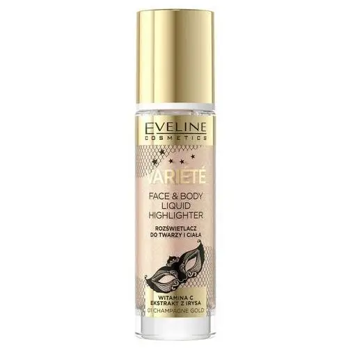 Eveline Cosmetics Variété Liquid Highlighter Płynny rozświetlacz do twarzy i ciała, 01 Champagne Gold highlighter 30.0 ml