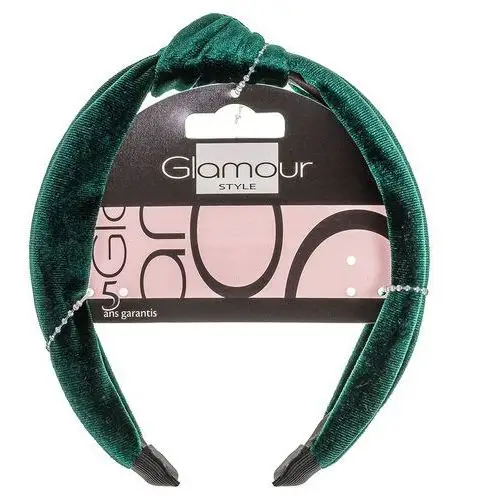 Opaska zielona welurowa z węzełkiem Glamour