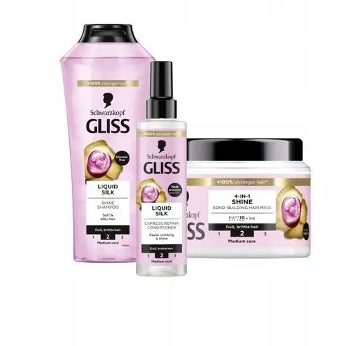 Gliss Liquid Silk Zestaw do Pielęgnacji Włosów MIX 3 szt