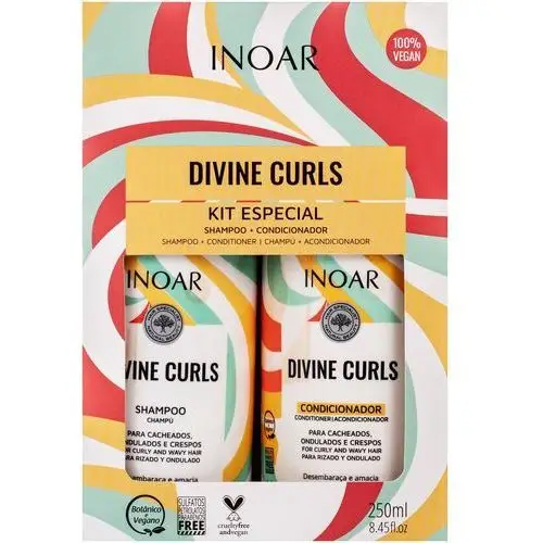Inoar Divine Curls Duo Pack - zestaw do pielęgnacji włosów kręconych, 2x250ml