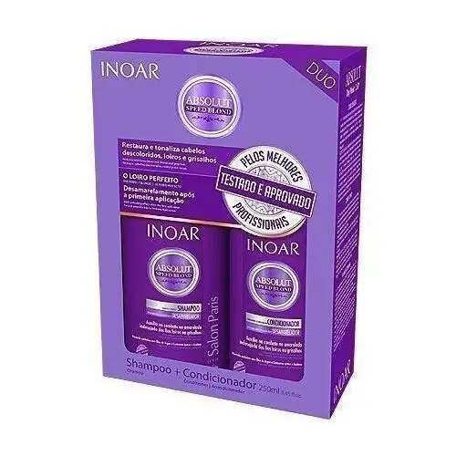 INOAR Speed Blond DUO PACK, szampon + odżywka do włosów blond, 2x250ml