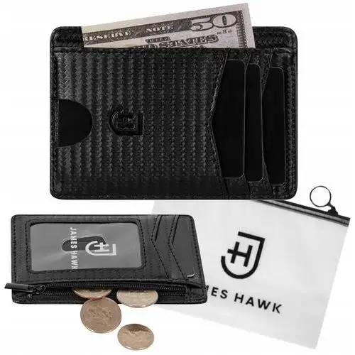 James Hawk Zip Wallet skórzany portfel Cienki 0,3 cm kosmetyczka
