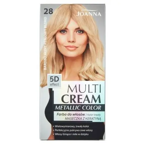 Joanna multi cream metallic color farba do włosów nr 28 bardzo jasny perłowy blond 1op