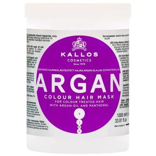 Kallos Argan Colour Mask - odżywcza maska do włosów farbowanych z olejem arganowym, 1000ml