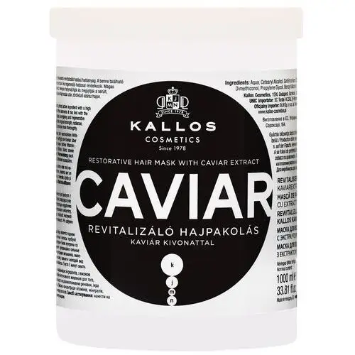 Kallos Caviar Restorative Mask - regenerująca maska do włosów zniszczonych, ekstrakt z kawioru, 1000ml