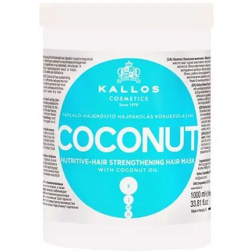 Coconut nutritive strengt mask - odżywczo-wzmacniająca maska do włosów zniszczonych, 1000ml Kallos